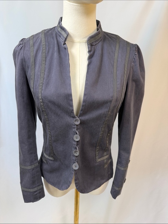 Marc Jacobs Jackets & Blazers - MARC JACOBS Womens Slate Dark blue/Gray Tailored Button-Front Jacket